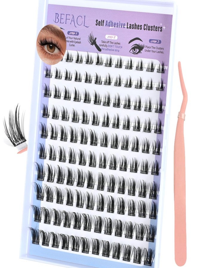 BEFACL Self Adhesive Eyelash Clusters Press on Lash Clusters Pre glued Lashes Wispy Lash Extensions No Glue Needed Manga Lashes Clusters Natural Cluster Eyelash Extensions Kit with Tweezers (8-18mm,C Curl) - Image 1